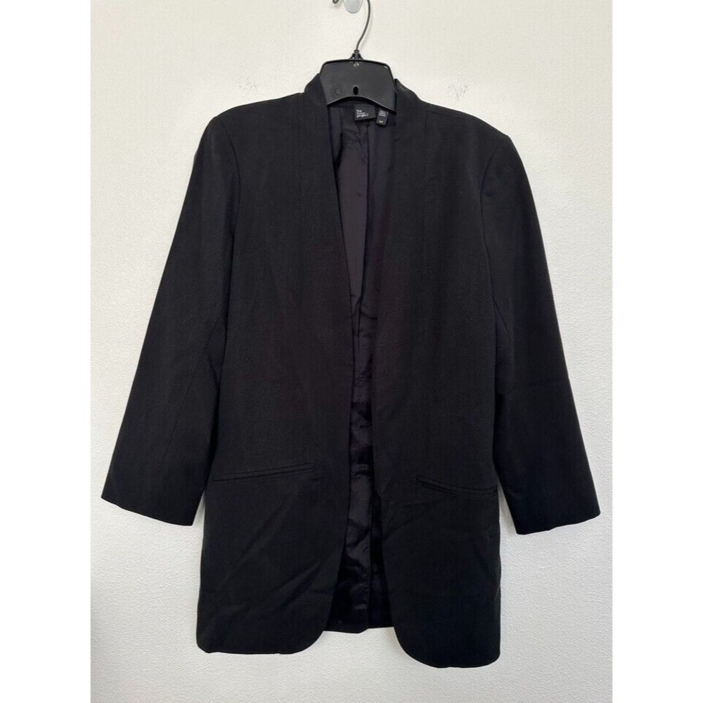 The Fisher Project Tencel Black Blazer Open Front Shoulder Pads Women's Sz Small